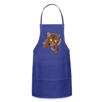 Cute Brown Cat Jumping - Adjustable Apron - royal blue - Front - Julia (174cm)