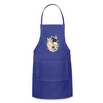 cow skull art - Adjustable Apron - royal blue - Front - Julia (174cm)