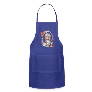 Silver hair Elf flowers and butterfly - Adjustable Apron - royal blue - Front - Julia (174cm)