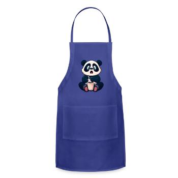 Panda Shocked by Coffee - Adjustable Apron - royal blue - Front - Julia (174cm)