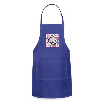 red striped fish - Adjustable Apron - royal blue - Front - Julia (174cm)