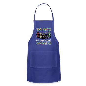 100 Days Of Embracing Differences Puzzle Piece Bea - Adjustable Apron - royal blue - Front - Julia (174cm)