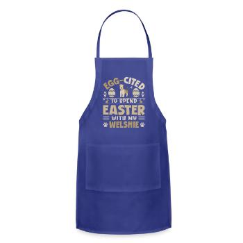 Egg Cited To Spend Easter With My Welshie - Adjustable Apron - royal blue - Front - Julia (174cm)