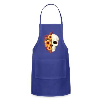 Floral Skull Split - Adjustable Apron - royal blue - Front - Julia (174cm)