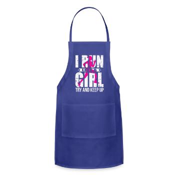 I Run Like A Girl Try to Keep Up T Girls Running - Adjustable Apron - royal blue - Front - Julia (174cm)