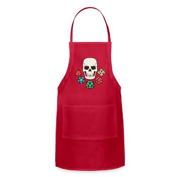 TABLETOP GAMER DICE SKULL PIRATE JOLLY ROGER - Adjustable Apron - red - Front - Julia (174cm)