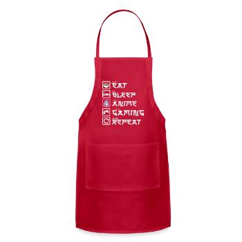 Anime Game Icons Collage Tee Design - Adjustable Apron - red - Front - Julia (174cm)