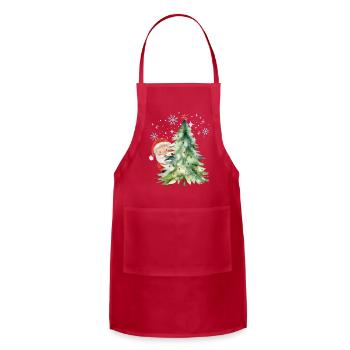 Peekaboo Santa Behind Christmas Tree Holiday Graph - Adjustable Apron - red - Front - Julia (174cm)