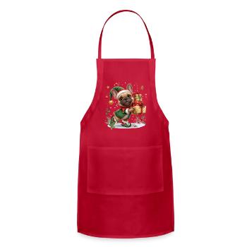 Cute French Bulldog Christmas Santa's Helper - Adjustable Apron - red - Front - Julia (174cm)