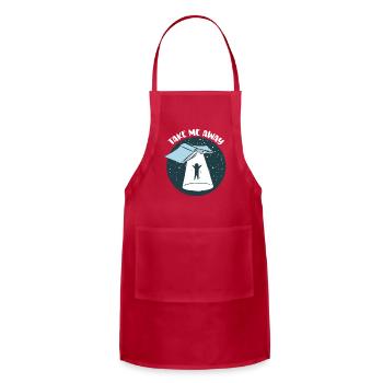 Funny Book Lover UFO Take Me Away Book Club Book - Adjustable Apron - red - Front - Julia (174cm)