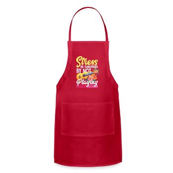 Stress Is Caused By Not Playing Ukulele Enough - Adjustable Apron - red - Front - Julia (174cm)