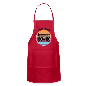 Retro Boombox Sunset Hip Hop - Adjustable Apron - red - Front - Julia (174cm)
