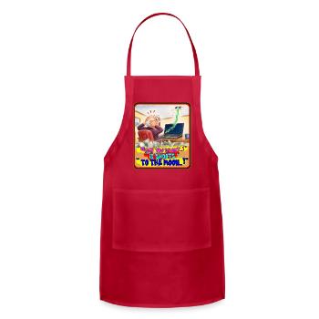 Funny Stock Trader Short Squeeze Panic Drawing - Adjustable Apron - red - Front - Julia (174cm)