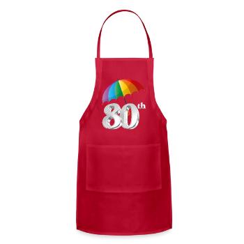 Rainbow 80th Birthday Umbrella - Adjustable Apron - red - Front - Julia (174cm)