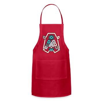 Neon Geometric Glyph Shield - Adjustable Apron - red - Front - Julia (174cm)