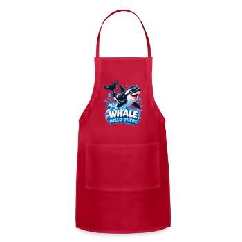 Whale Hello There Splash Killer Whale 3D - Adjustable Apron - red - Front - Julia (174cm)