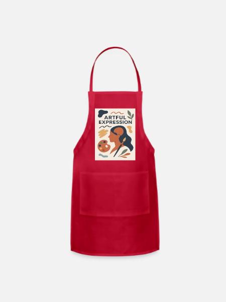 Artistic Expression Woman Illustration - Adjustable Apron - red
