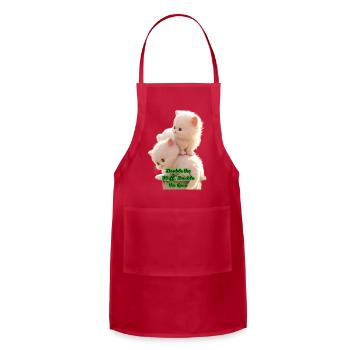 Stacked with Cuteness - Fluffy White Kittens Cat L - Adjustable Apron - red - Front - Julia (174cm)