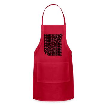 Bold Black Pro Typography Pattern - Adjustable Apron - red - Front - Julia (174cm)