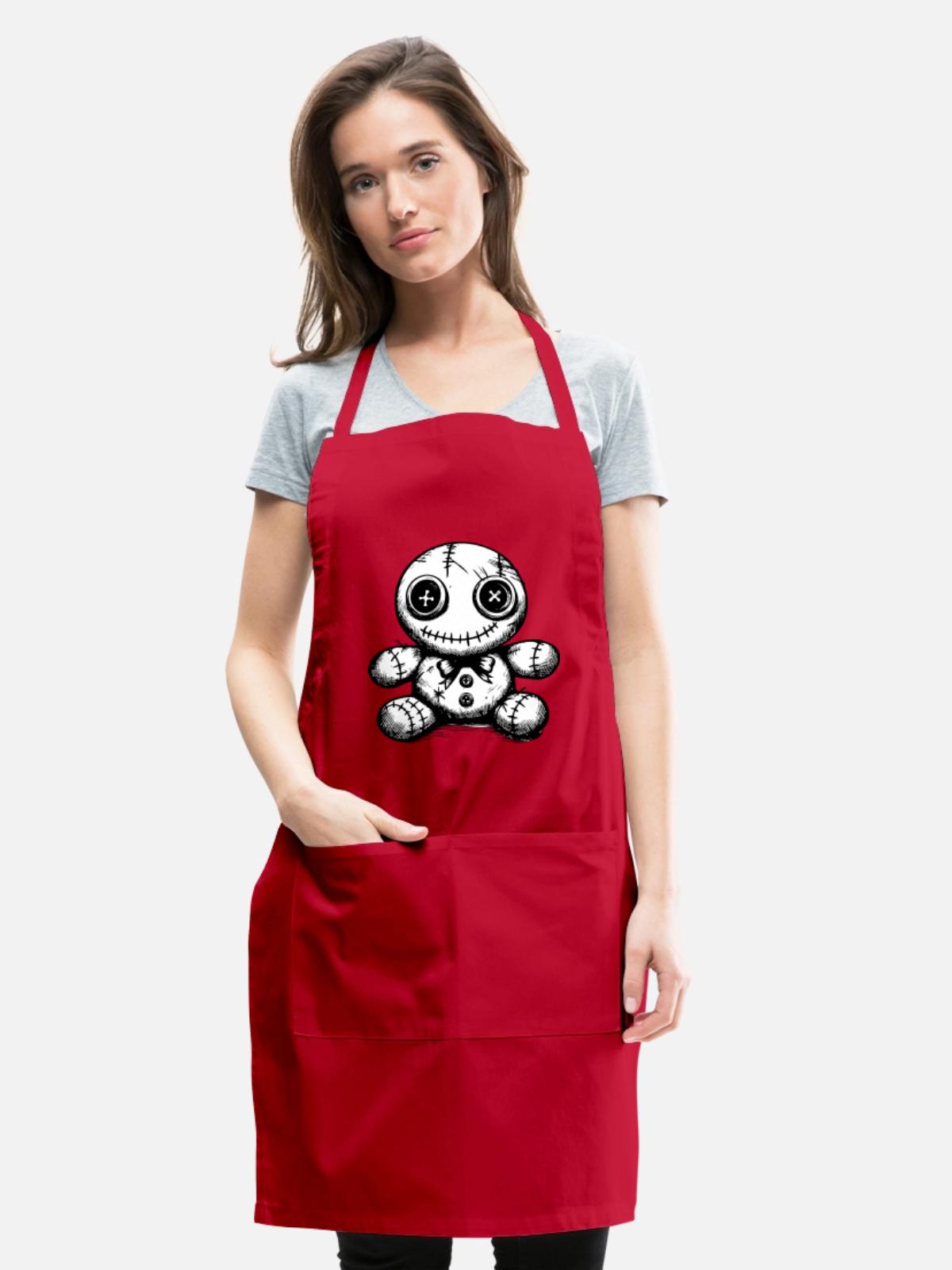 Stitched doll Noir - Adjustable Apron - red - Front - Julia (174cm)