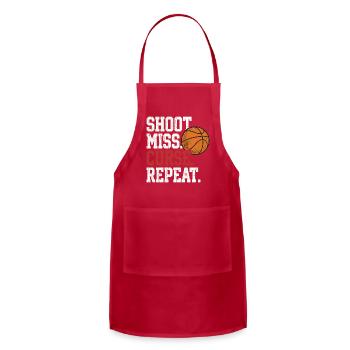 Shoot Miss Curse Repeat Basketball Art - Adjustable Apron - red - Front - Julia (174cm)