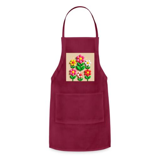 3D Flowers and Butterflies in Amber, Floral Design - Adjustable Apron