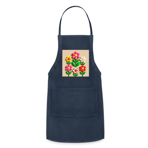 3D Flowers and Butterflies in Amber, Floral Design - Adjustable Apron