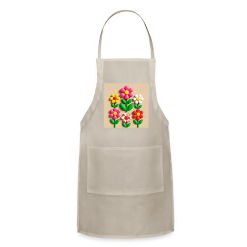 3D Flowers and Butterflies in Amber, Floral Design - Adjustable Apron
