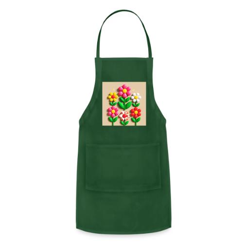 3D Flowers and Butterflies in Amber, Floral Design - Adjustable Apron