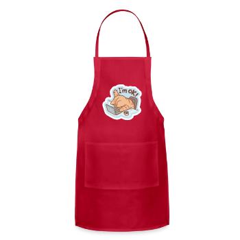 Chill Cat with Laptop and Coffee Sticker - Adjustable Apron - red - Front - Julia (174cm)