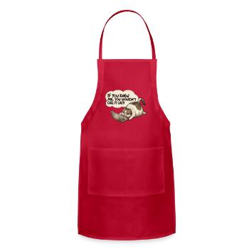 Funny Fat Cat Laptop Lazy Quote Office Humor Shirt - Adjustable Apron - red - Front - Julia (174cm)