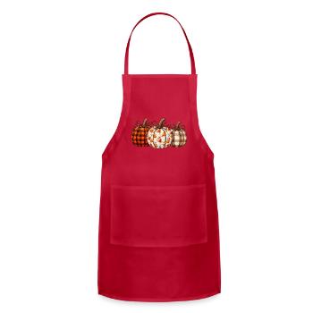 Autumn Patchwork Pumpkins - Adjustable Apron - red - Front - Julia (174cm)