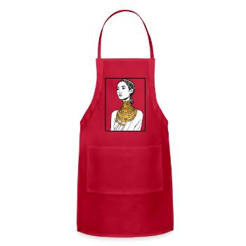 Elegant Woman with Gold Jewelry Portrait - Adjustable Apron - red - Front - Julia (174cm)