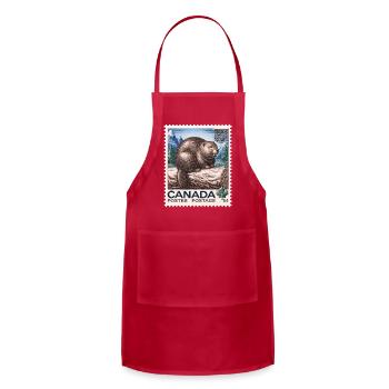 Vintage Canada Beaver Postage Stamp Art - Adjustable Apron - red - Front - Julia (174cm)