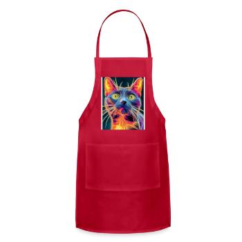 Neon Cat Portrait - Adjustable Apron - red - Front - Julia (174cm)