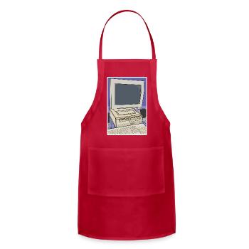 Retro Computer Desktop Setup - Adjustable Apron - red - Front - Julia (174cm)
