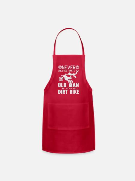 Never Underestimate an old Man with a Dirt Bike - Adjustable Apron - red