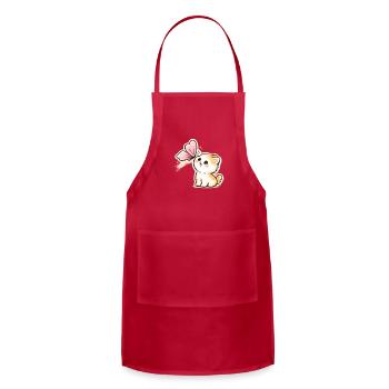 Kawaii Kitten with Butterfly Wing - Adjustable Apron - red - Front - Julia (174cm)