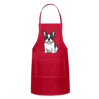 French Bulldog Cute Dog Lover - Adjustable Apron - red - Front - Julia (174cm)