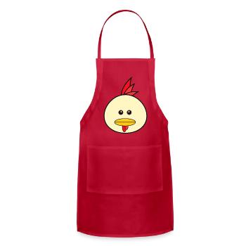 Cute Cartoon Chicken Head Vector Illustration - Adjustable Apron - red - Front - Julia (174cm)
