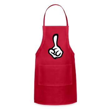 Raised Index Finger (Left Hand / POS 2C) - Adjustable Apron - red - Front - Julia (174cm)