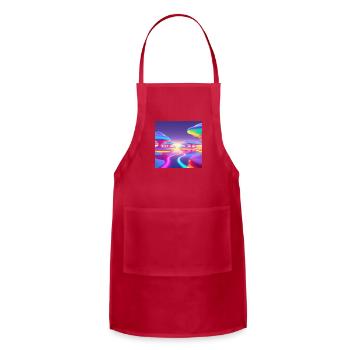Floating Islands of Light – Psychedelic Minimal - Adjustable Apron - red - Front - Julia (174cm)