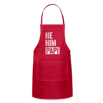Papi Lover Valentine Quote Funny He Him Papi - Adjustable Apron - red - Front - Julia (174cm)