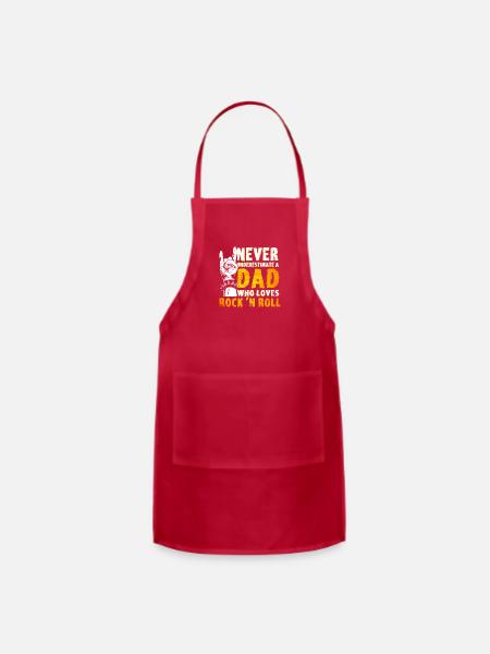 Dad Who Loves Rock N Roll Rock N Roll Guitar - Adjustable Apron - red