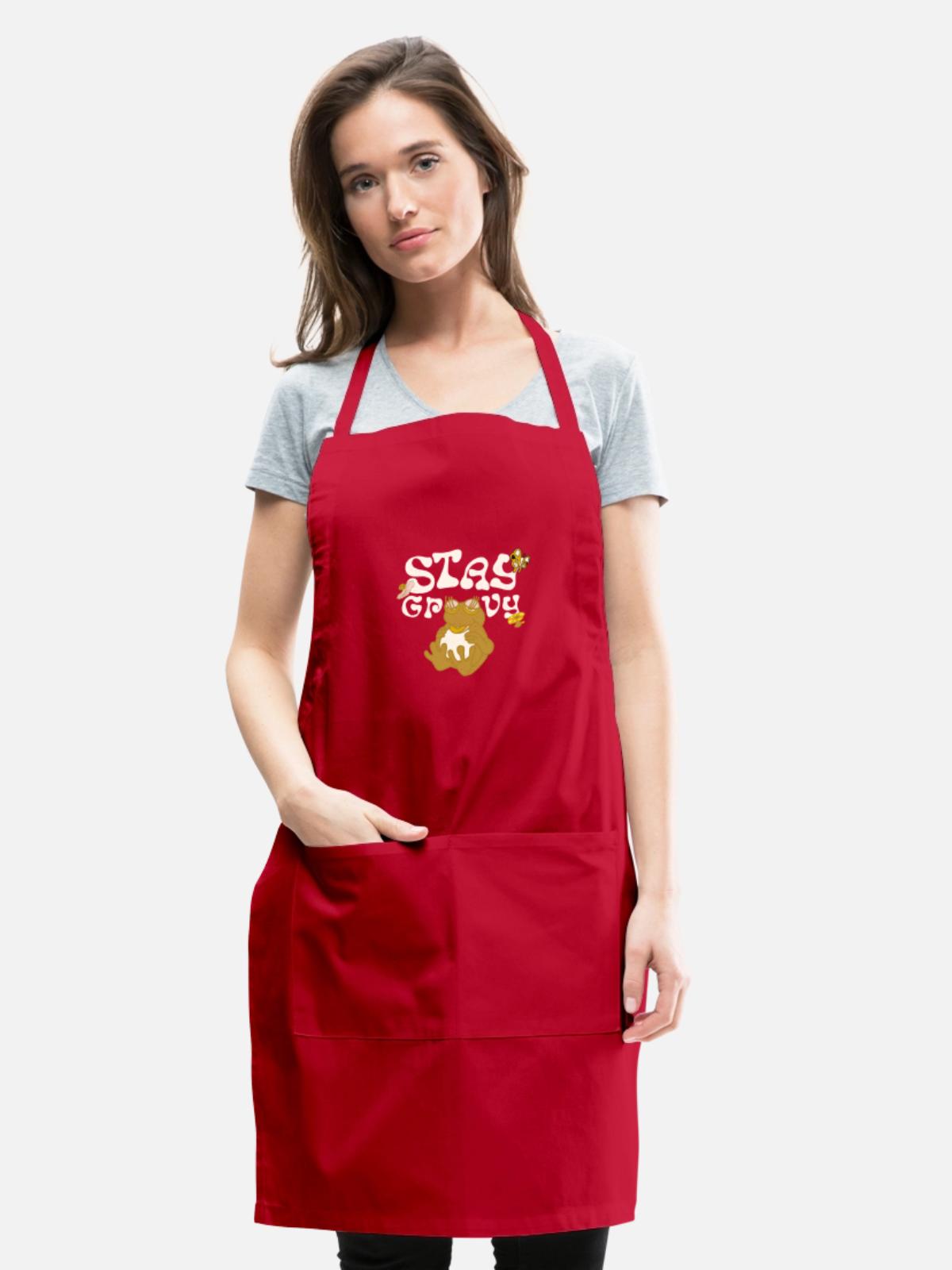 Stay Groovy design - Adjustable Apron - red - Front - Julia (174cm)