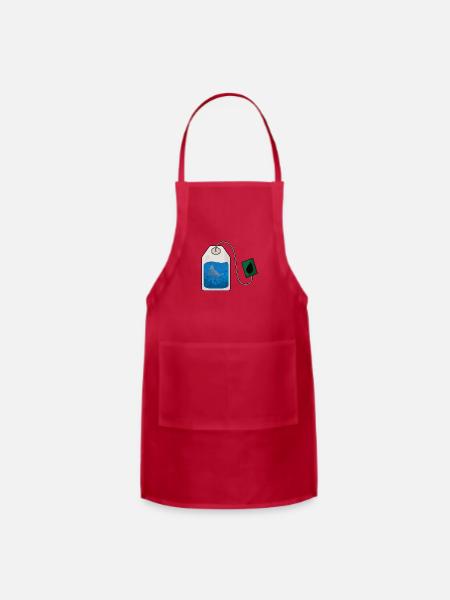 Funny seal swimming in a tea bag - Adjustable Apron - red