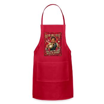 Old Reliable Coffee | Funny Vintage Cafe Caffeine  - Adjustable Apron - red - Front - Julia (174cm)