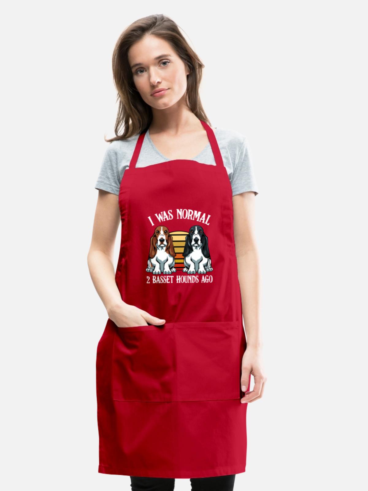 Basset Hound - Adjustable Apron - red - Front - Julia (174cm)