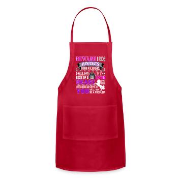 Horse For Horse Beware I Ride Horses - Adjustable Apron - red - Front - Julia (174cm)