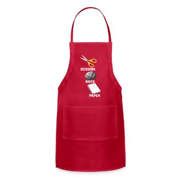 Scissors Rock Paper Game Fans Classic Hand Game - Adjustable Apron - red - Front - Julia (174cm)